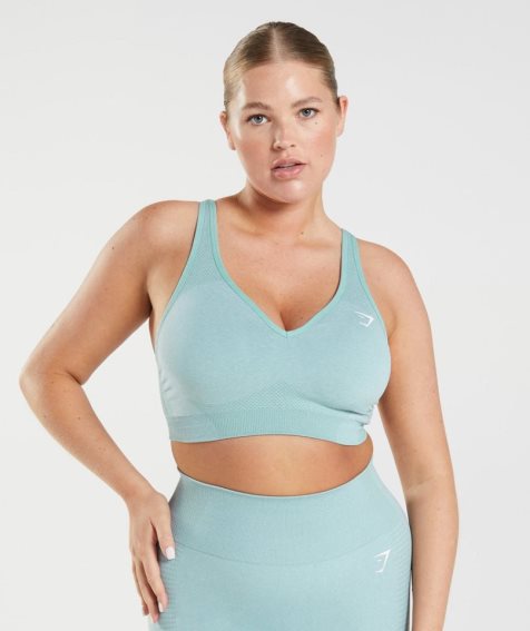 Staniki Sportowe Gymshark Vital Seamless 2.0 V Neck Damskie Głęboka Turkusowe | PL 846ADU